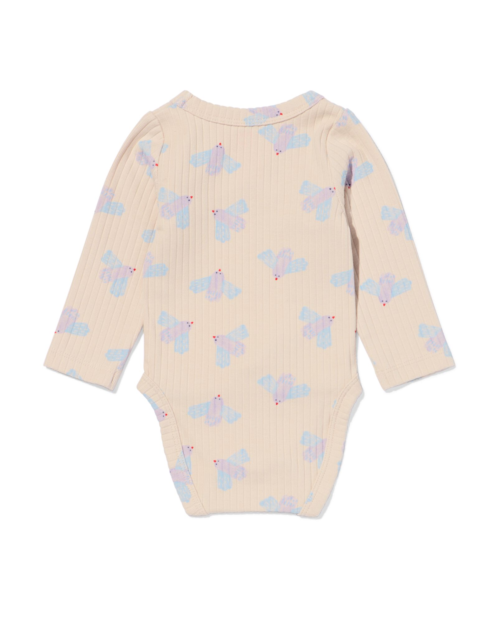 newborn meegroei overslag body rib dieren ecru ecru - 33438420ECRU - HEMA