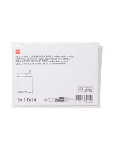 enveloppes rembourr&eacute;es blanches - 3 pi&egrave;ces - 14100155 - HEMA