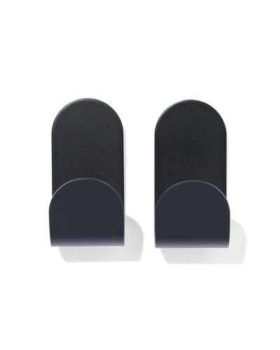 2er-Pack Klebehaken, Edelstahl, schwarz, 5 x 2.5 cm - 80330142 - HEMA