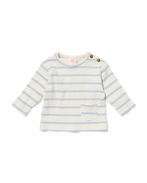 newborn T-shirt jersey strepen gebroken wit gebroken wit - 33453420OFFWHITE - HEMA
