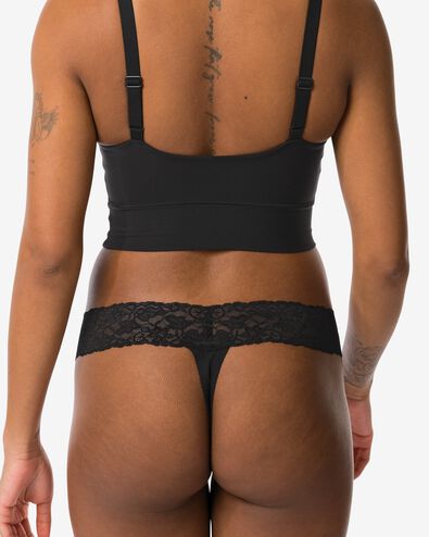 damesstring katoen met kant zwart zwart - 19650090BLACK - HEMA