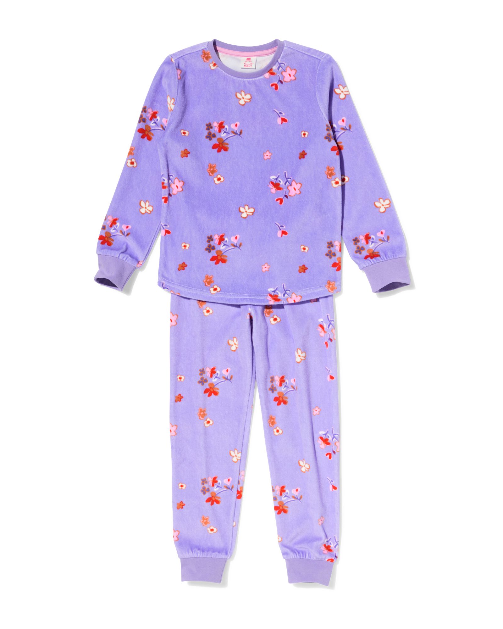 pyjama enfant velours fleurs lilas lilas - 23099940LILAC - HEMA