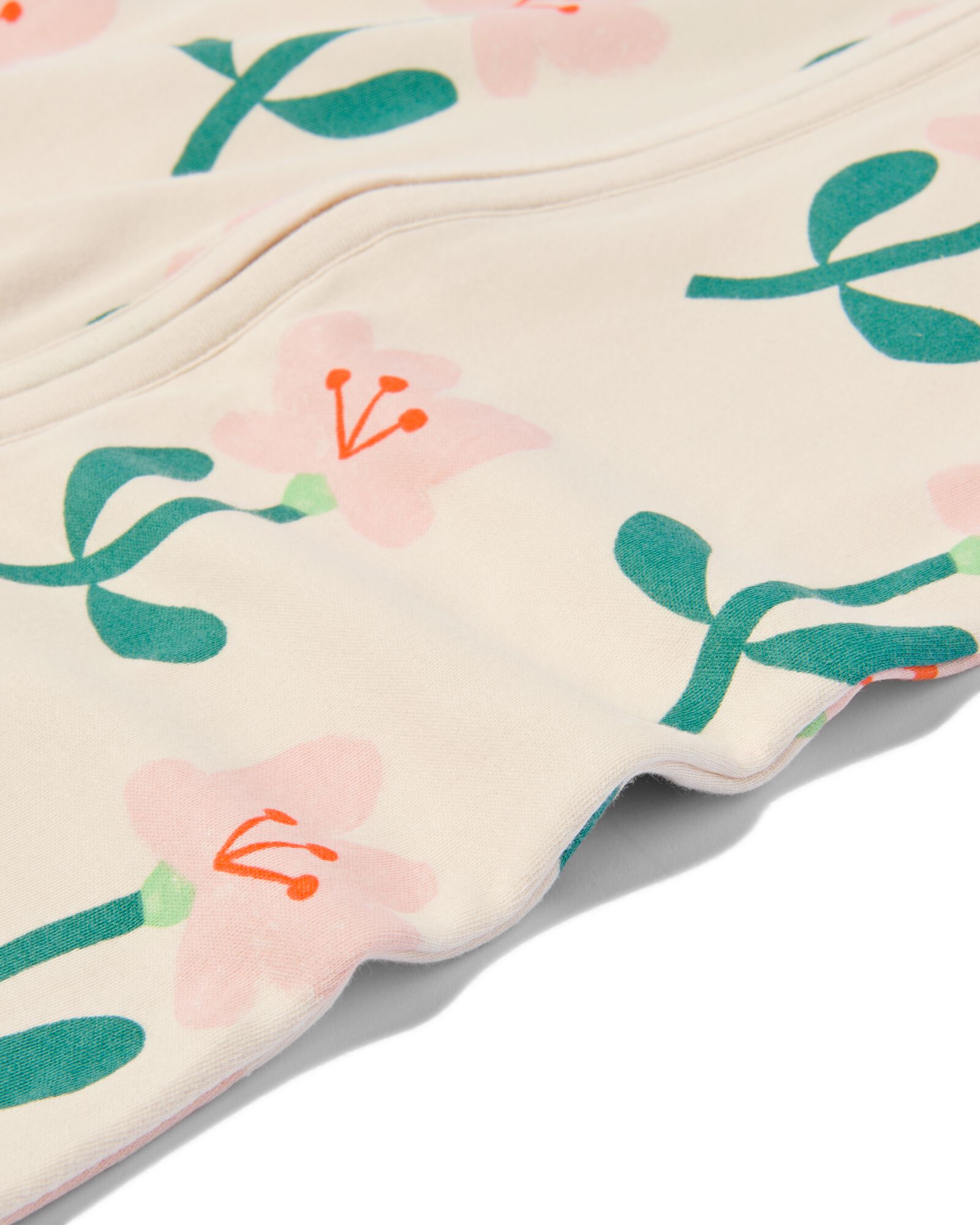 baby slaapzak met drukknoopmouwen katoen bloemen gebroken wit - 33308430OFFWHITE - HEMA