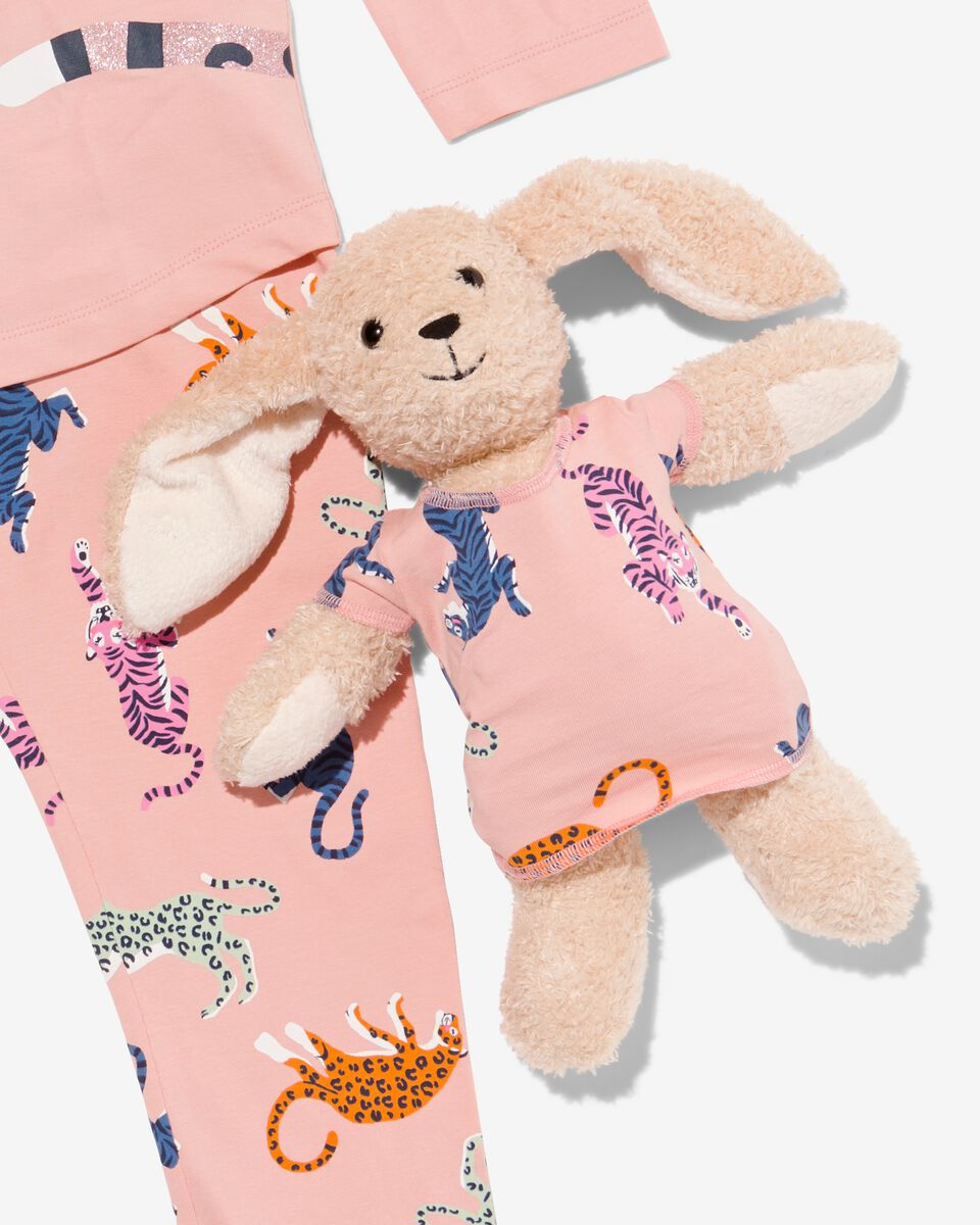 Kinder-Pyjama, Leoparden, mit Puppen-Nachthemd hellrosa hellrosa - 1000030165 - HEMA