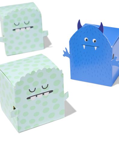 vouwbare cadeaudoosjes 5x5x5cm papier monster - 6 stuks - 14700694 - HEMA