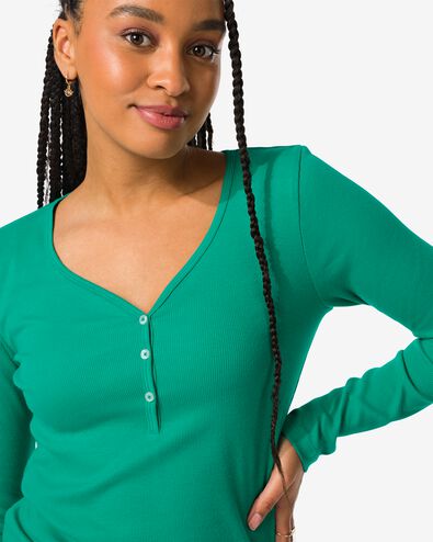 Damen-Shirt Clara, Feinripp grün M - 36256552 - HEMA