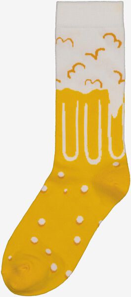 chaussettes avec coton cheers&beers jaune 39/42 - 4103417 - HEMA