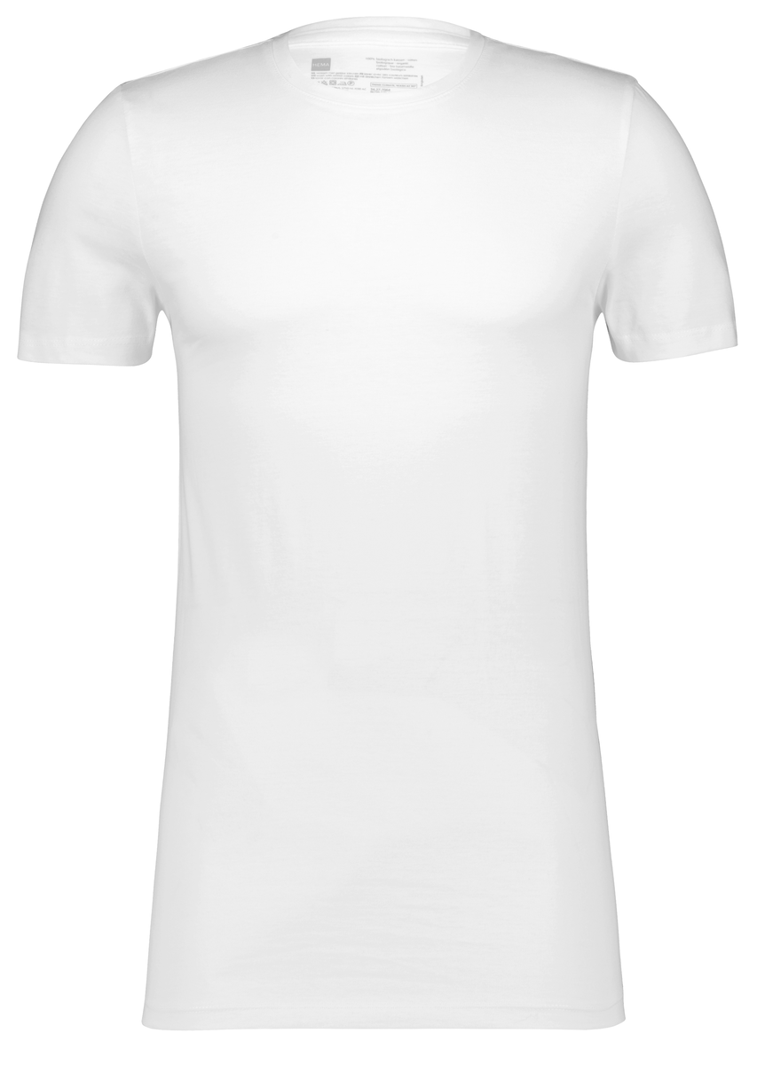 2er-Pack Herren-T-Shirts, Regular Fit, Rundhalsausschnitt, extralang weiß XL - 34277066 - HEMA