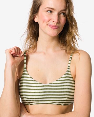 Damen-Bikinioberteil Evanne, gerippt, Streifeneffekt mittelgr&uuml;n mittelgr&uuml;n - 22360190MIDGREEN - HEMA