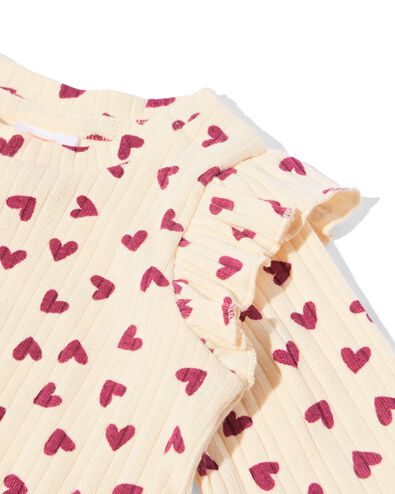 t-shirt nouveau-n&eacute; c&ocirc;tel&eacute; petits c&oelig;urs &eacute;cru &eacute;cru - 33446120ECRU - HEMA