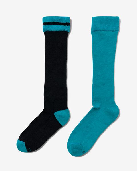 2 paires de chaussettes de ski avec laine pour enfant bleu bleu - 1000029227 - HEMA