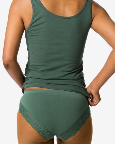 culotte hipster femme sans coutures microfibre avec dentelle vert foncé vert foncé - 19641544DARKGREEN - HEMA