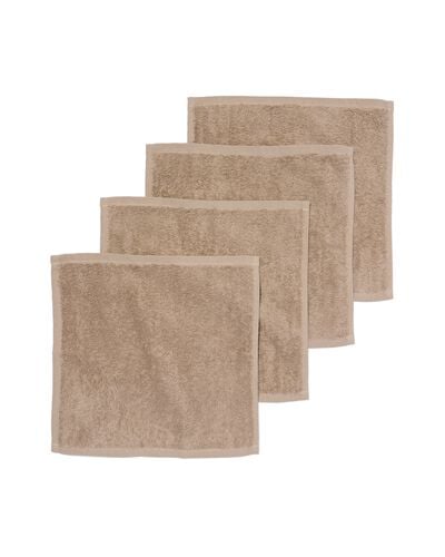 gezichtshanddoekjes 30x30 zware kwaliteit taupe - 4 stuks taupe gezichtsdoekjes 30 x 30 - 5200236 - HEMA