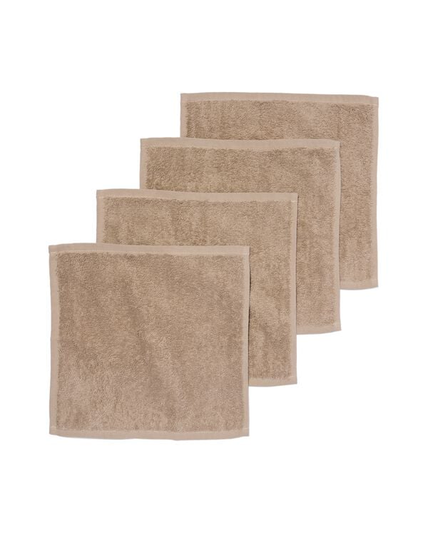 gezichtshanddoekjes 30x30 zware kwaliteit taupe - 4 stuks taupe gezichtsdoekjes 30 x 30 - 5200236 - HEMA