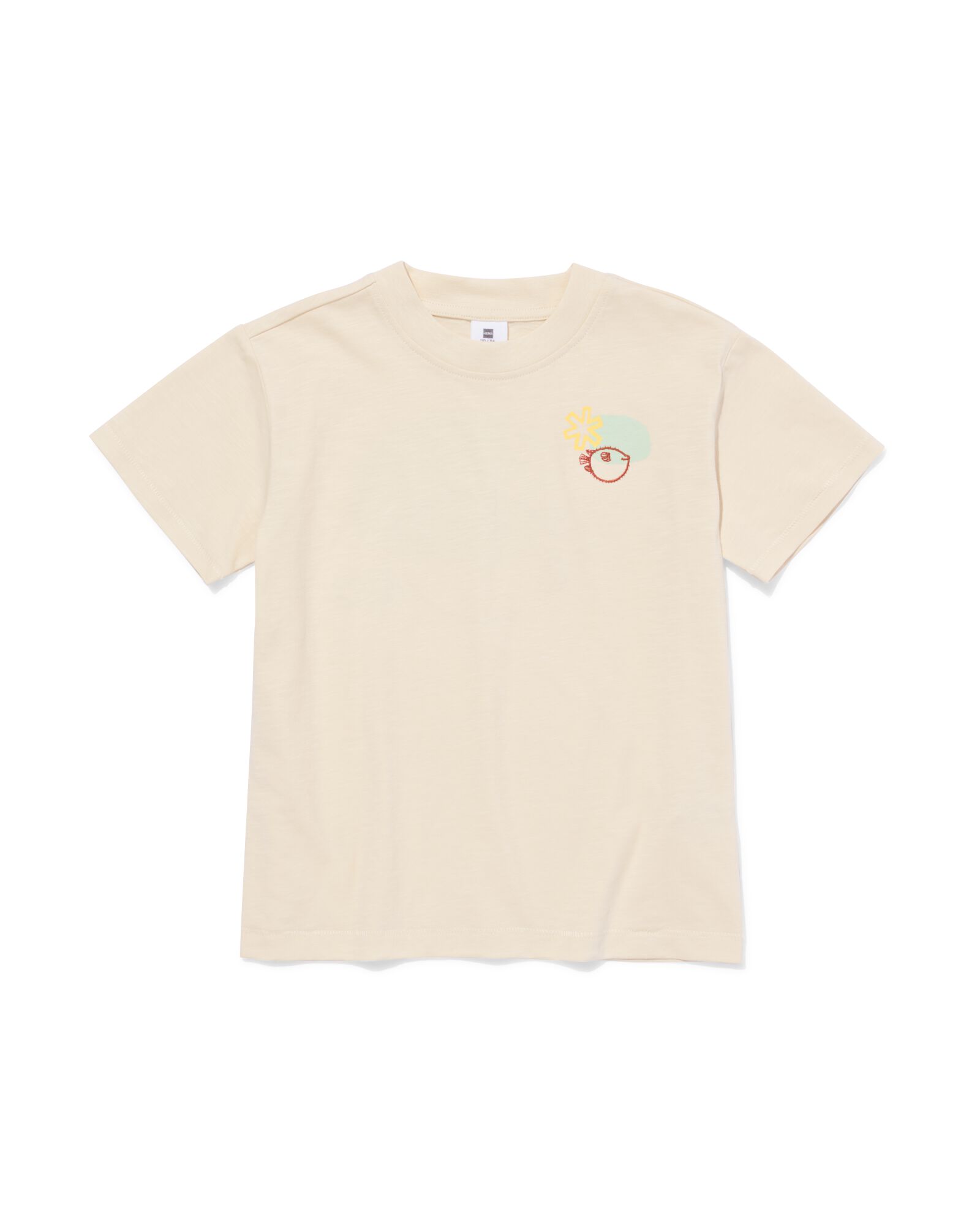 kinder T-shirt vissen ecru ecru - 30719344ECRU - HEMA
