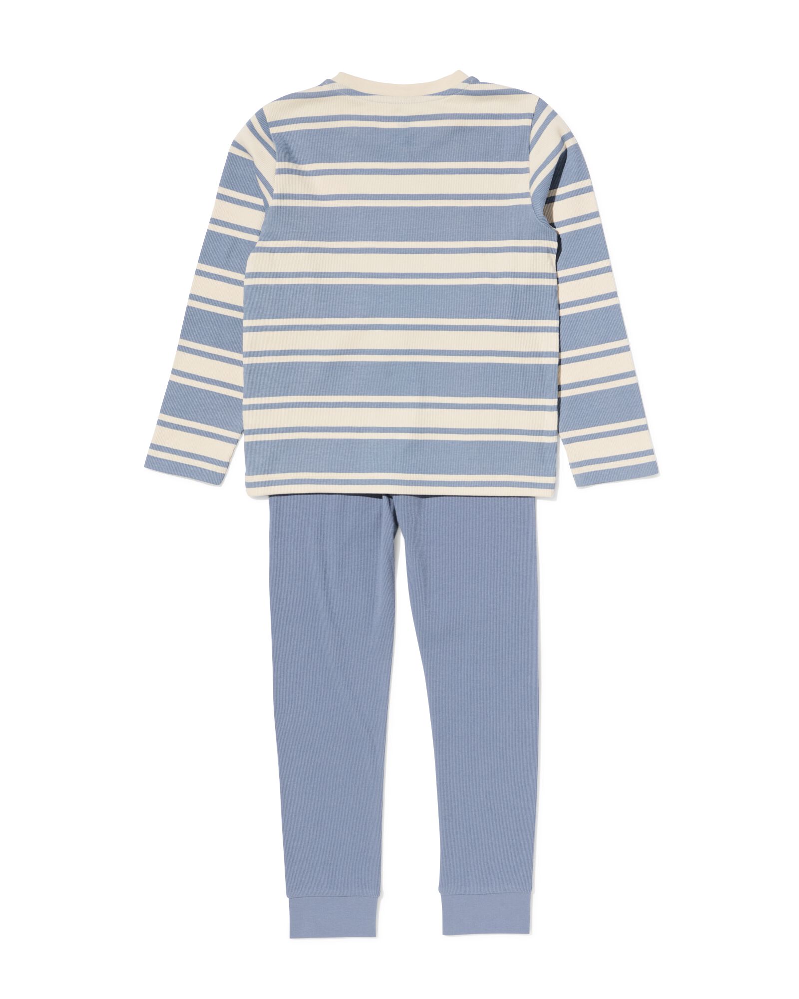 Kinderpyjama gerippt mit Streifen blau blau - 23001050BLUE - HEMA