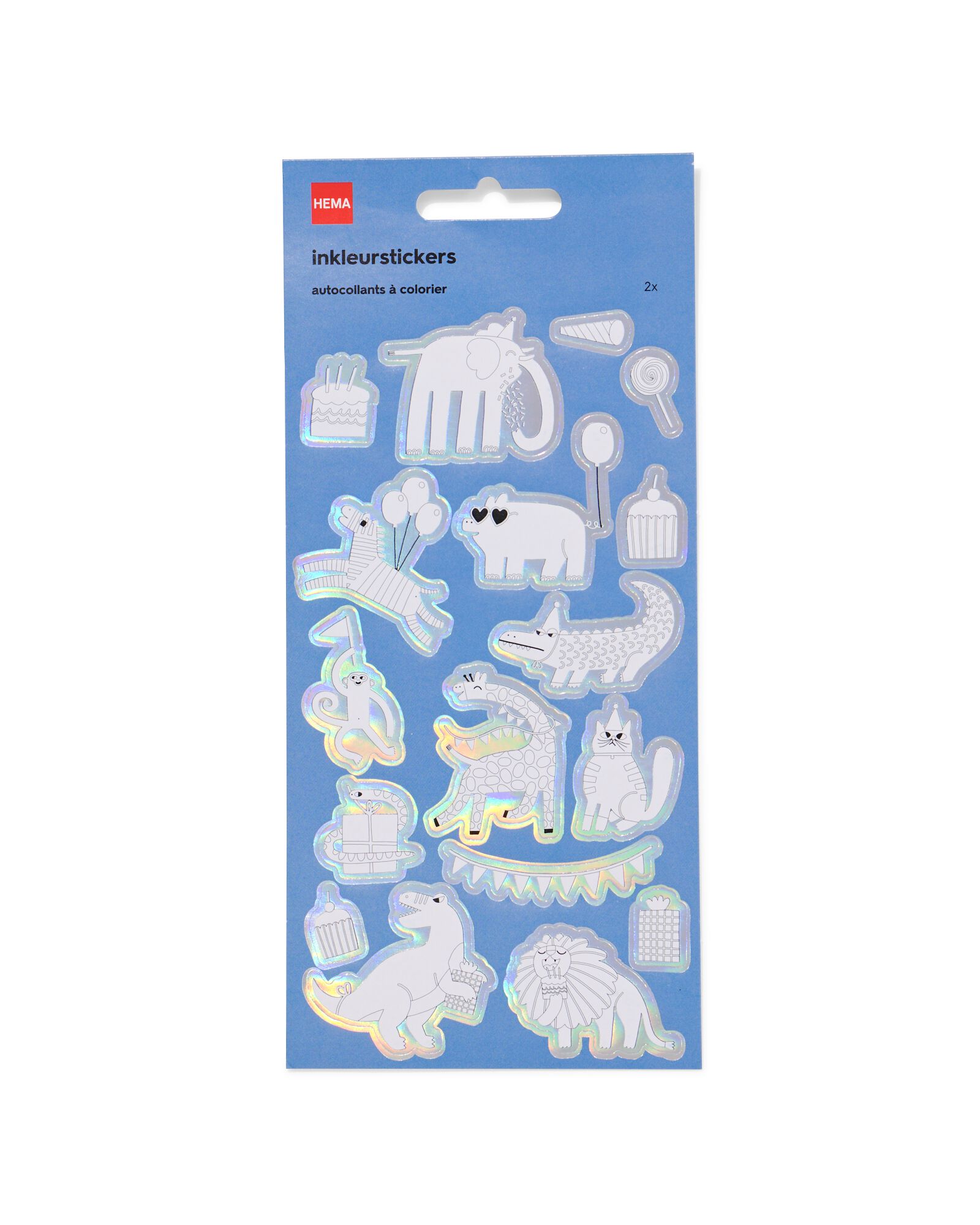 inkleurstickers feestdieren - 2 stuks - 15900380 - HEMA