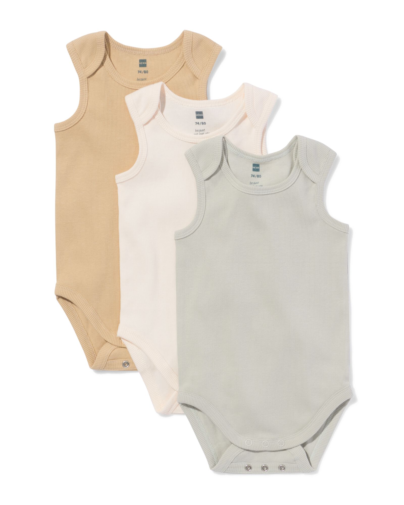 Mitwachsende Baby-Strampler, gerippt &ndash; 3 St&uuml;ck blau blau - 33306860BLUE - HEMA