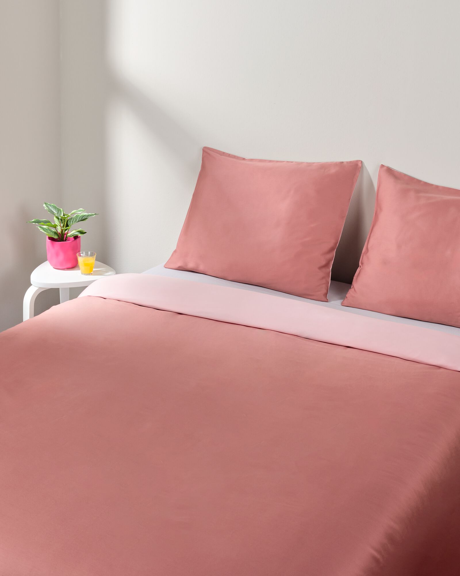 housse de couette 200x200/220cm satin rose - 5750156 - HEMA