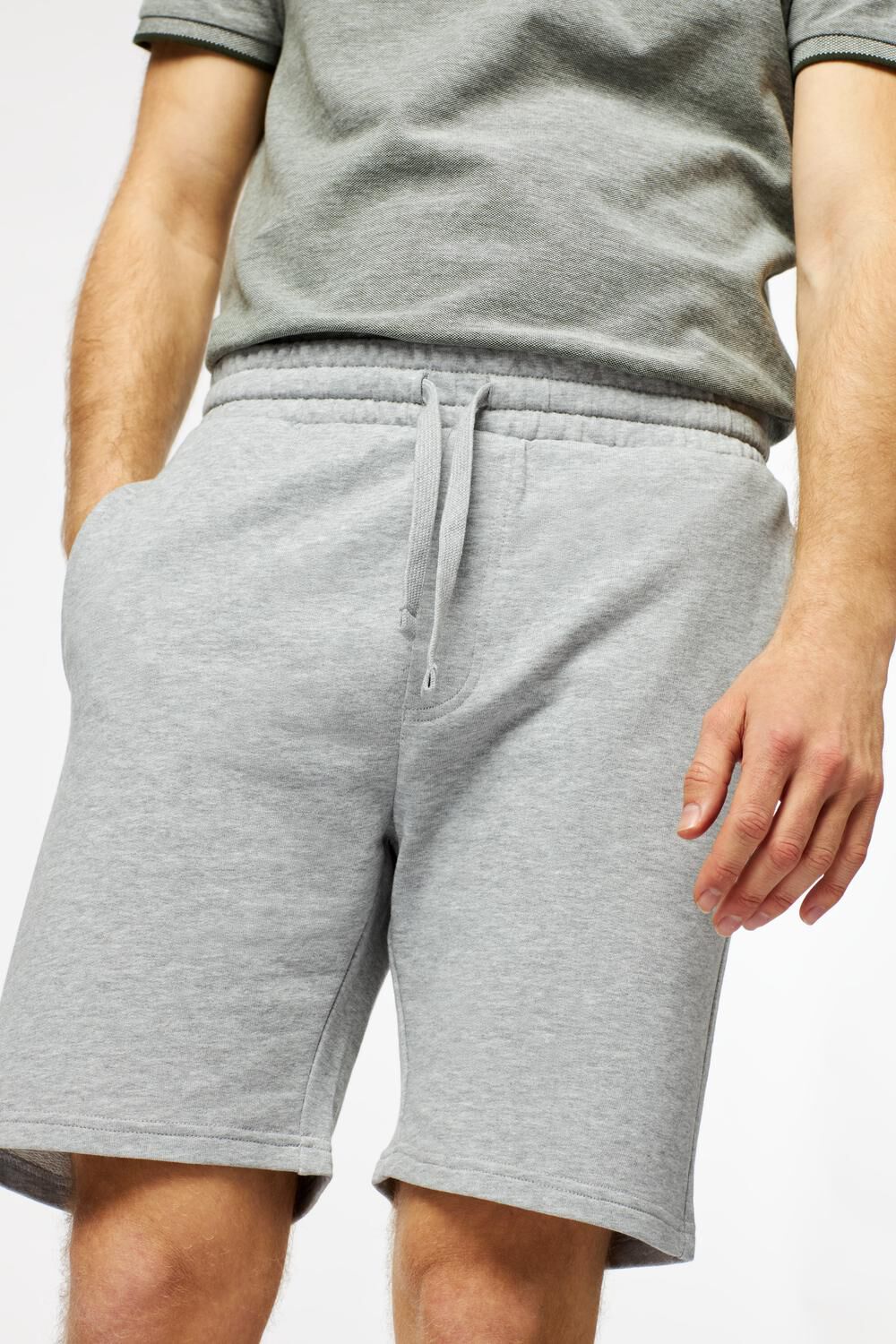 men's shorts sweatshirt fabric grey melange - HEMA