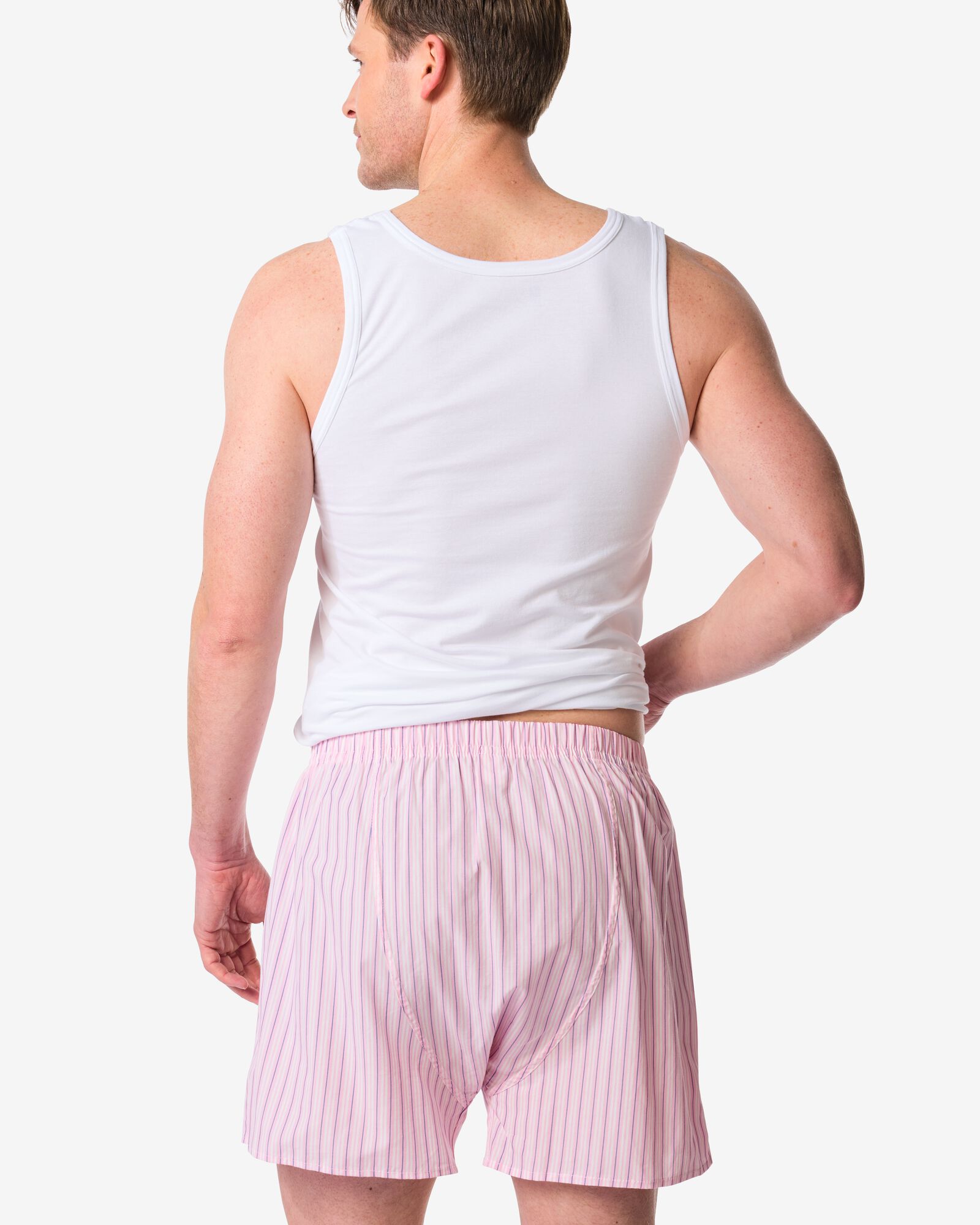 Lockere Herren-Boxershorts Streifen rosa rosa - 19190160PINK - HEMA