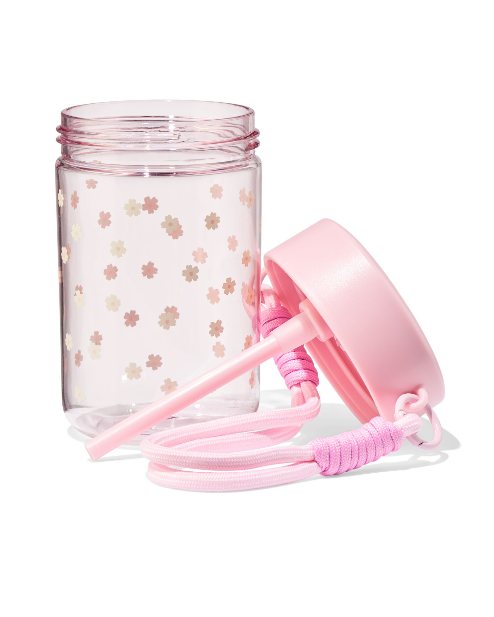 Wasserflasche 400 ml mit Trageriemen, Blumen - 61104502 - HEMA