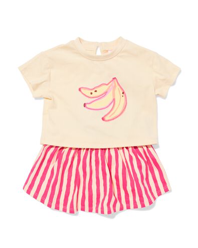babykledingset bananen strepen roze roze - 33097770PINK - HEMA