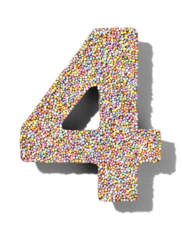 chiffre de f&ecirc;te 4 en chocolat avec perles multicolores - 10360005 - HEMA