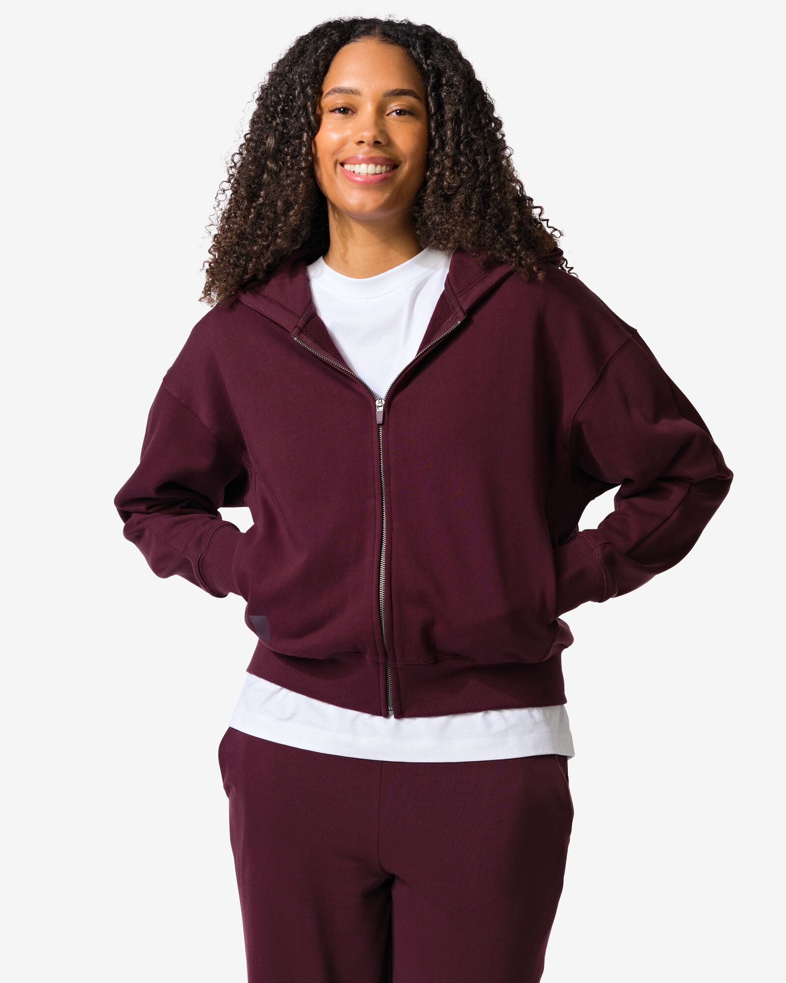 gilet tissu sweat femme bordeaux bordeaux - 36000422BURGUNDYRED - HEMA