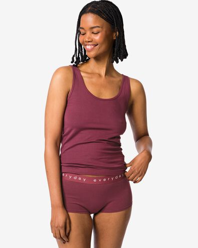 Damen-Boxershorts aus Baumwolle mit &bdquo;everyday&ldquo; auf dem Bund bordeauxrot - 19641425BURGUNDYRED - HEMA