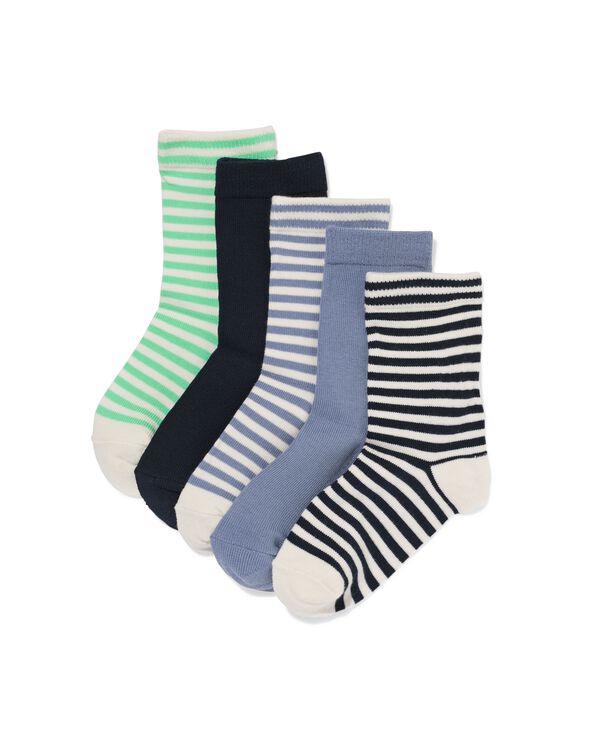 Kinder-Kurzs&ouml;ckchen, gestreift &ndash; 5 Paar dunkelblau dunkelblau - 4320875DARKBLUE - HEMA