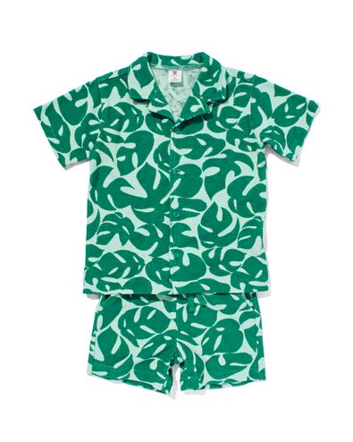ensemble de vêtements enfant chemise et short tissu éponge feuilles vert 122/128 - 30781422 - HEMA