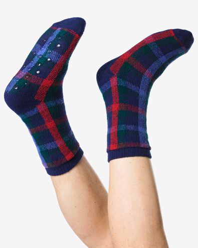 chaussettes War Child pour adultes carreaux bleu fonc&eacute; - 4266560DARKBLUE - HEMA