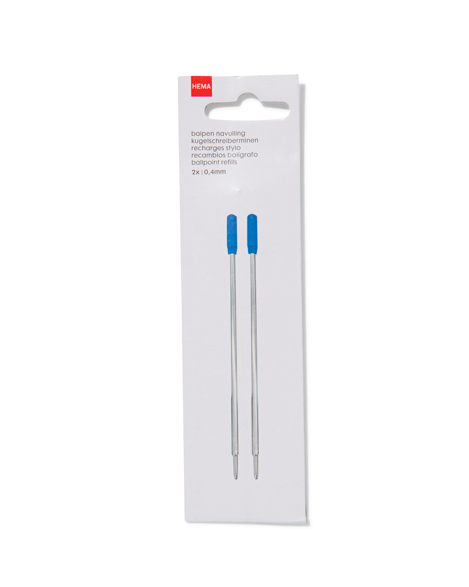 2 recharges stylo à bille bleu 0.4 mm - 14400009 - HEMA