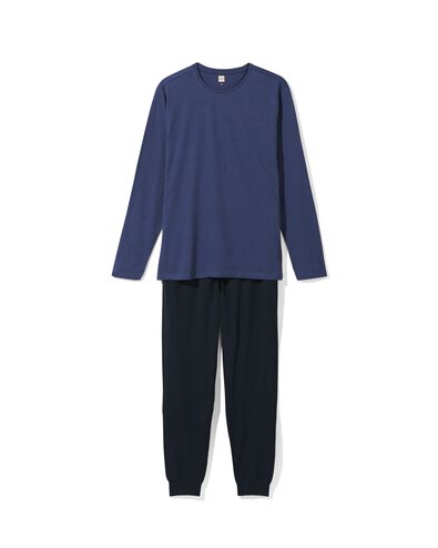 heren pyjama katoen  donkerblauw M - 23682542 - HEMA