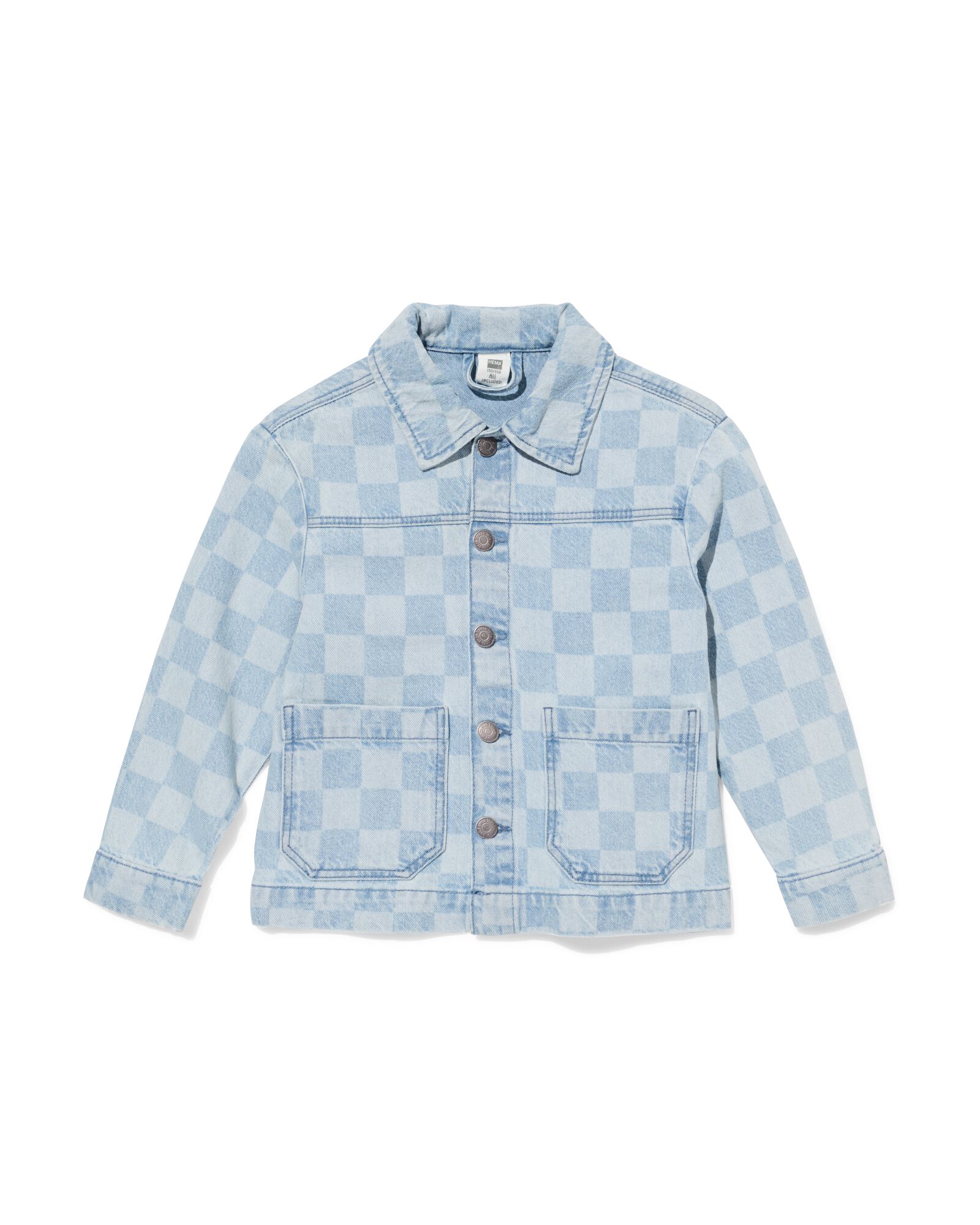 kinderspijkerjas blokken blauw - 30718001BLUE - HEMA
