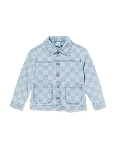 kinderspijkerjas blokken blauw - 30718001BLUE - HEMA