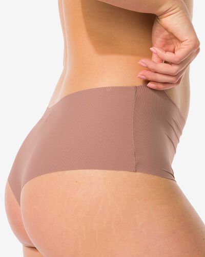 damesstring hoge taille micro rib ultimate comfort lichtbruin lichtbruin - 19640645LIGHTBROWN - HEMA