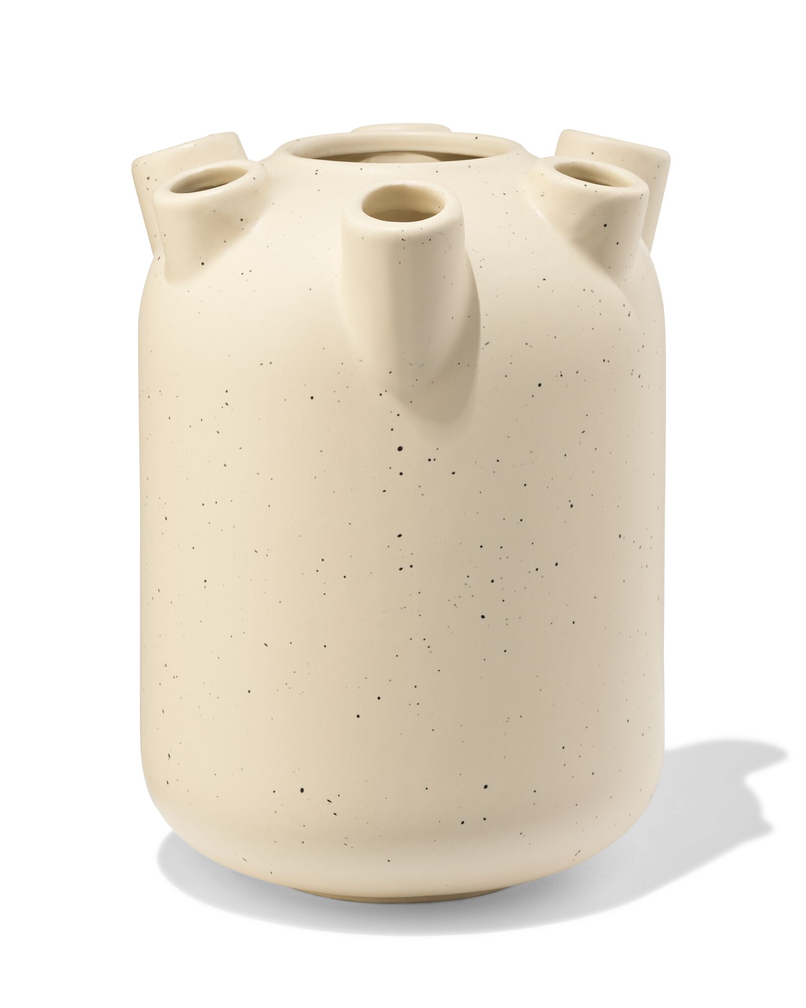 Tulpenvase ⌀ 15 x 21 cm aus Keramik, gro&szlig;, gesprenkelt, wei&szlig; - 13326100 - HEMA