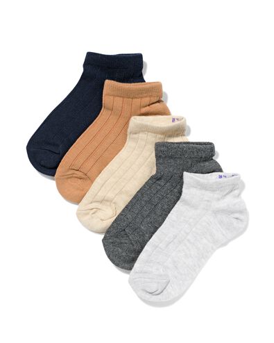 socquettes enfant c&ocirc;tel&eacute;es - 5 paires beige - 4311140BEIGE - HEMA