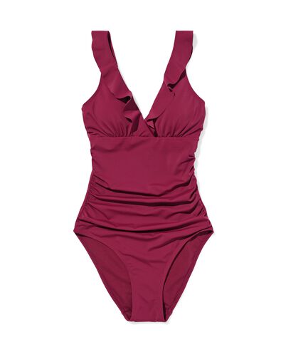 damesbadpak Neva shaping fit ruffle donkerrood donkerrood - 22360370DARKRED - HEMA