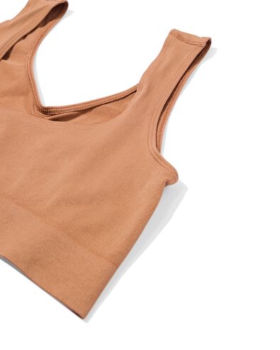 niet voorgevormde top zonder beugel naadloos middenbruin - 21807190MIDBROWN - HEMA