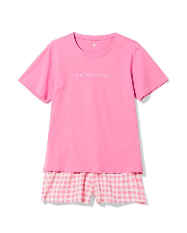 damesshortama jersey ruiten roze roze - 23401515PINK - HEMA