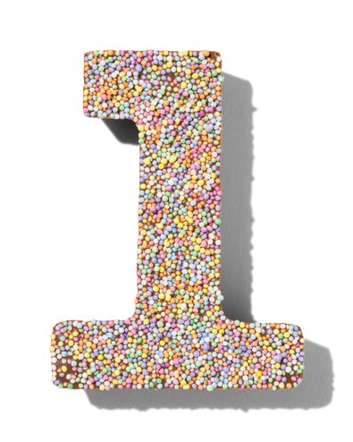 chiffre de f&ecirc;te 1 en chocolat avec perles multicolores - 10360002 - HEMA