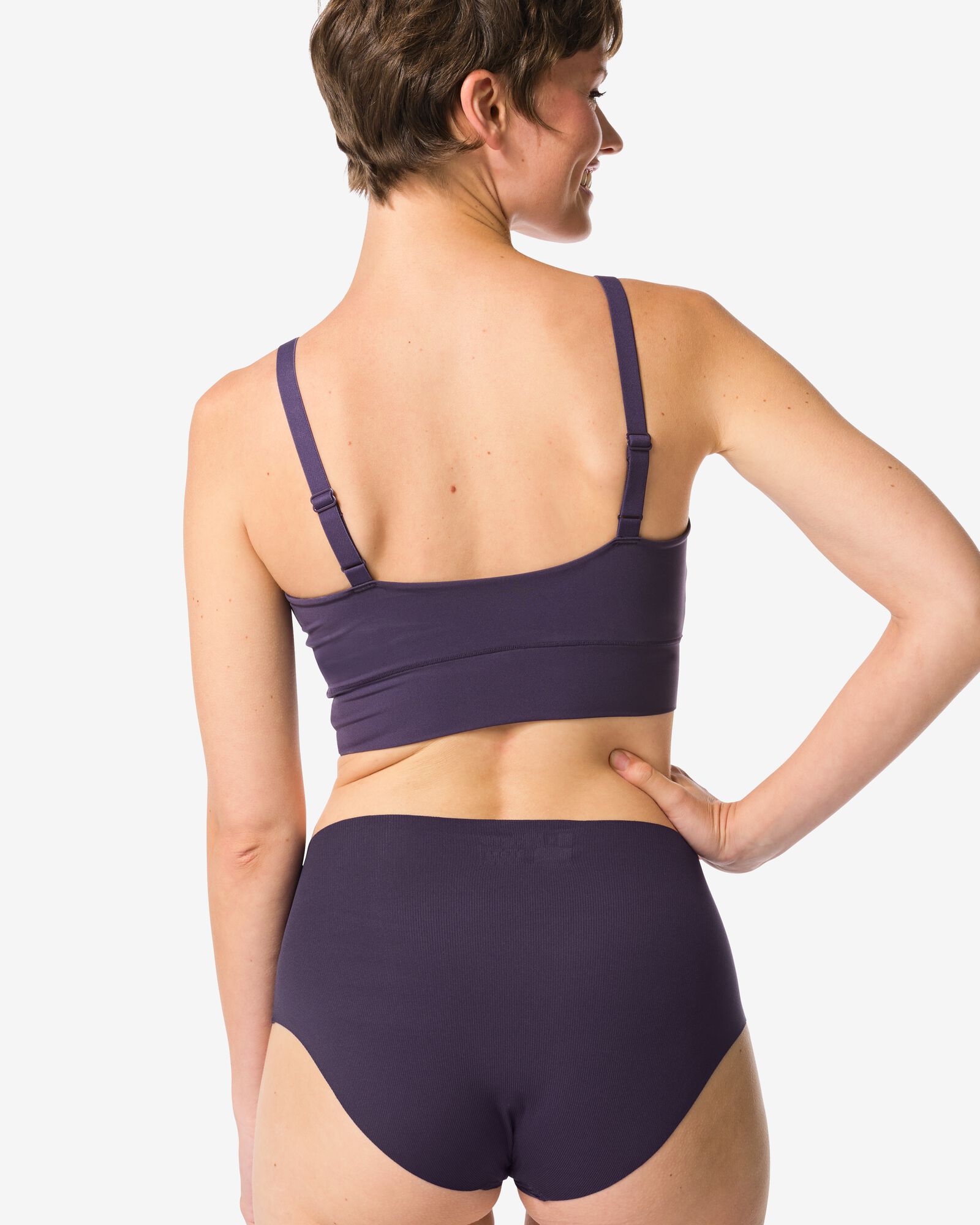 slip femme taille haute microfibre c&ocirc;tel&eacute; confort ultime violet fonc&eacute; - 19611405DARKPURPLE - HEMA