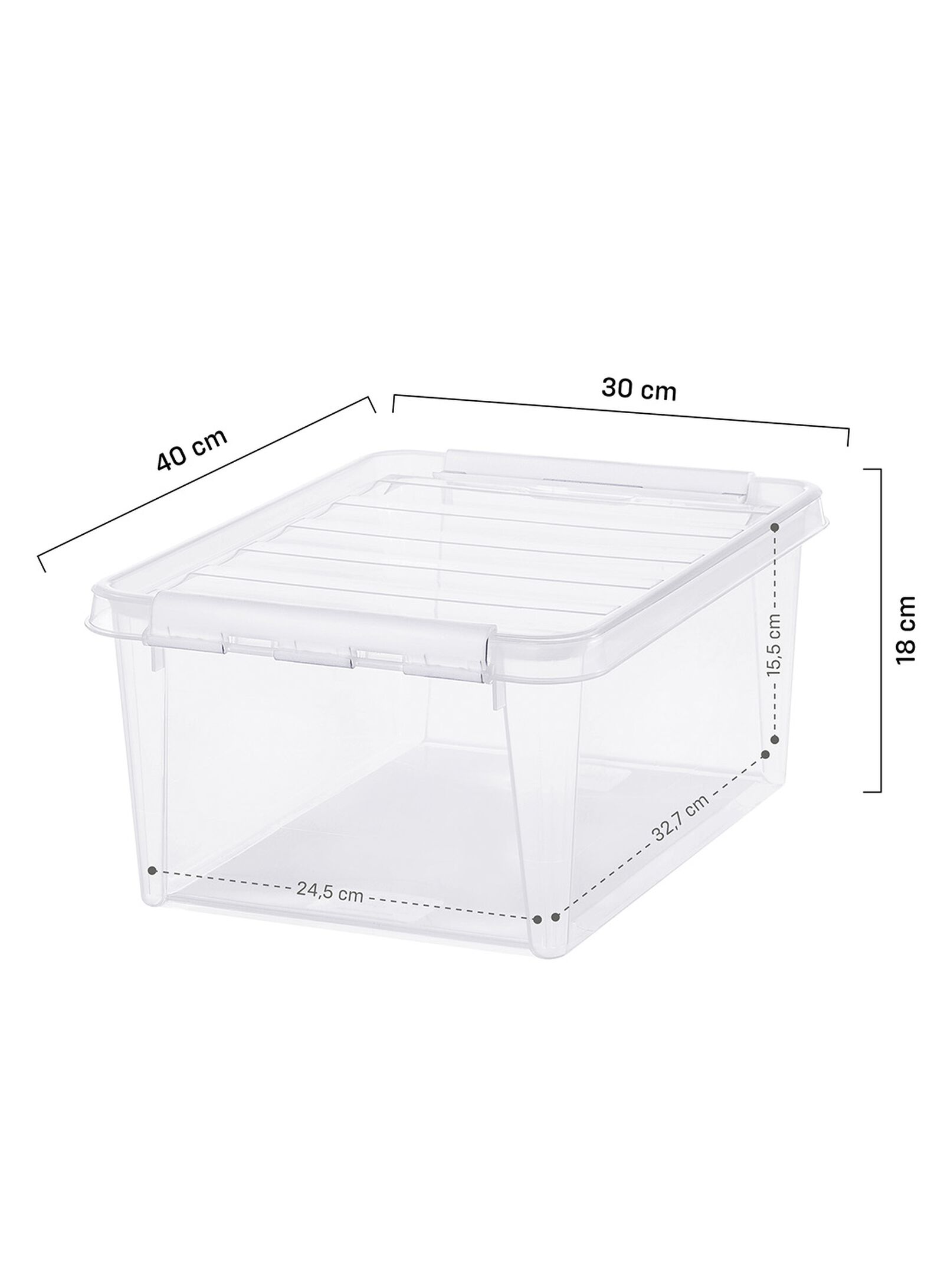 Ordnungsbox Madrid, 14 Liter, transparent, 40 x 30 x 19 cm 40 x 30 x 19 Madrid - 39819501 - HEMA