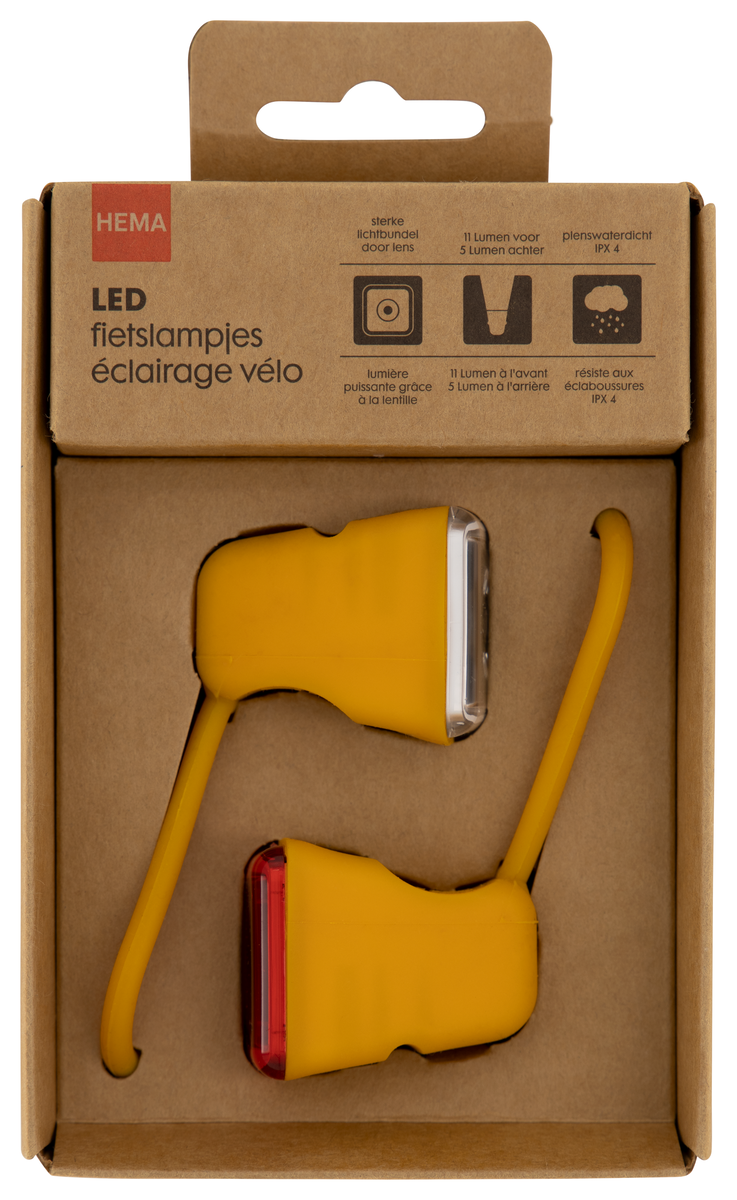 2 lampes LED pour vélo jaunes - 41140032 - HEMA