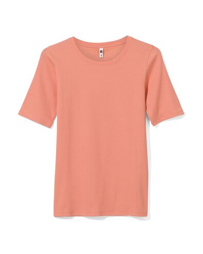 dames t-shirt Clara rib roze L - 36257053 - HEMA
