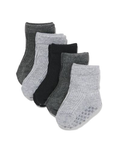 5 paires de chaussettes b&eacute;b&eacute; avec coton gris gris - 1000028755 - HEMA