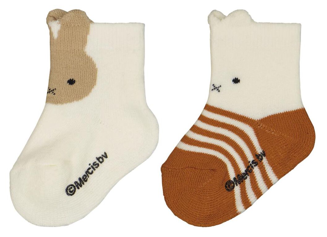2 pairs baby socks Miffy beige - HEMA